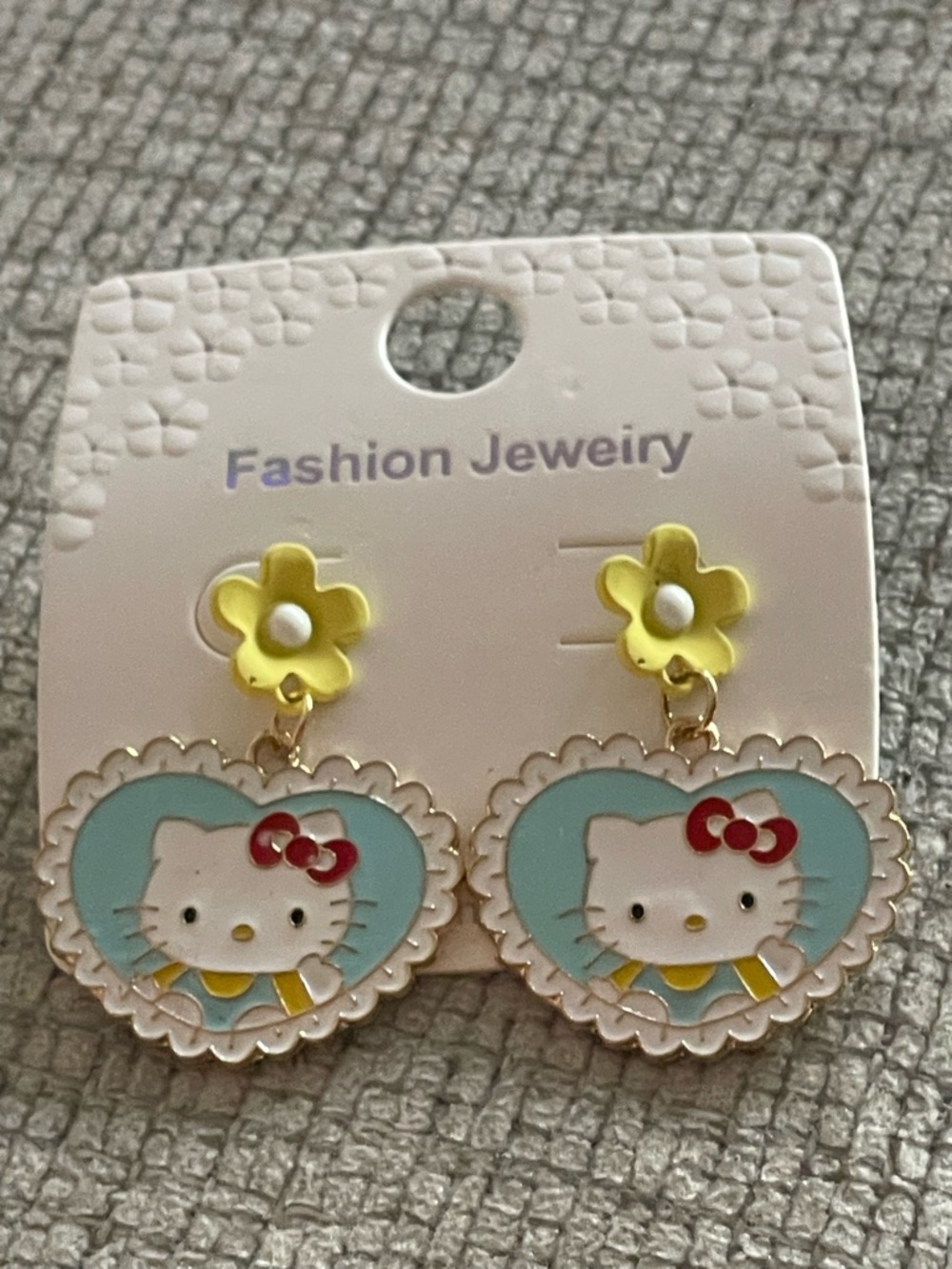 Fashion Jewelry Hello Kitty Blue White Red Yellow Flower Drop Earrings